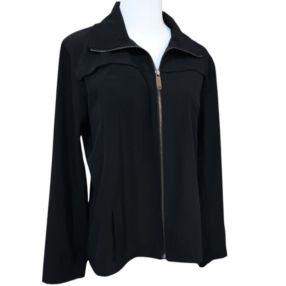 CHICO'S 1 Light Zipper Zenergy Jacket Medium Pockets Black Travel Active Leisure - Picture 1 of 9